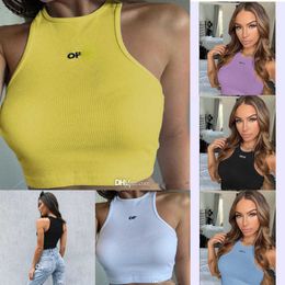 Summer White Women Tops Tees Crop Top Embroidery Sexy Tank Top Casual Sleeveless Backless Top Shirts Luxury Designer Solid Colour Vest