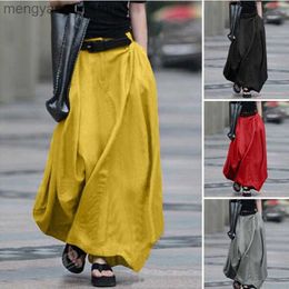 Skirts 2022 Vintage Summer Skirts Women High Waist Solid Cotton Linen Skirt Saia Female Beach Maxi Long Skirts Jupe Faldas 7 T230506