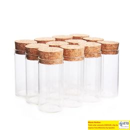 10ml Small Test Tube with Cork Stopper Glass Spice Bottles Container Jars DIY Craft Transparent Straight Glass Bottle DH2072