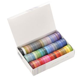 Adhesive Tapes 60 PcsSet Basic Solid Colour Washi Tape Rainbow Masking Tape Diary Scrapbook Decorative Adhesive Tape Sticker Gift Stationery 230504