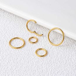 Titanium Smooth Surface Closure Hoop Earring Lip Nose Ring Earrings 16g Fashion Puncture Piercing Anti-allergy Body Jewelry 14K Gold For Men And Women Wholesale