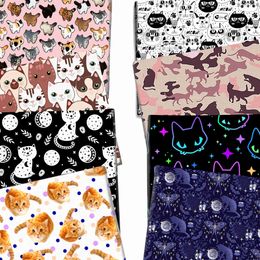 Fabric 50*145cm Cute Cat Polyester Cotton / Pure Flap Fabric Cotton Fabric Colouring Upholstery Fabrics Embroidery Cloth P230506