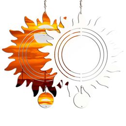 Sublimation Wind Spinner Blanks Products Metal Sun shape Wind Chime Sculpture Hanging Ornament for Yard Garden Decoration