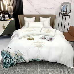 Bedding Sets Europe Style Embroidery Satin Cotton White Set Luxury Home Textile Duvet Cover Bedspread Bed Sheet Pillowcases