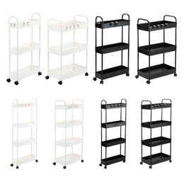 Organisation Rolling Storage Cart 3/4 Tier Mobile Shelving Unit Bathroom Carts with Handle for Kitchen Laundry Room S17 21 Dropshipping