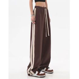 Calças femininas s mexzt listrado joggers sweatpants bf hip hop mulheres cintura alta perna larga esportes streetwear cordão baggy calças retas 230506