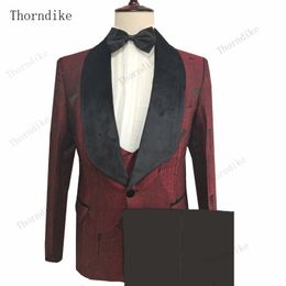 Men's Suits Blazers Thorndike Male Wedding Prom Suit Green Slim Fit Tuxedo Men Formal Business Work Wear 3Pcs Set Jacket Pants Vest 230506