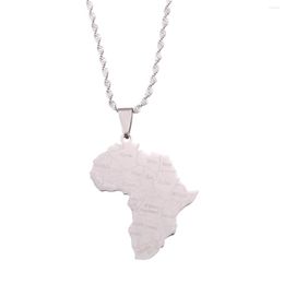 Chains Stainless Steel Africa Country Map Pendant Necklace For Women Men Chain Jewelry