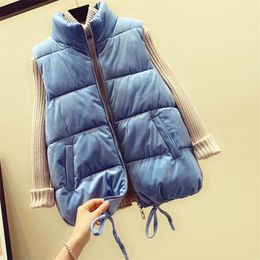 Women's Vests Autumn Women Gold Velvet Cotton Vest Lady Sleeveless Jacket Big Size Winter Female Short Paragraph Outwear 924