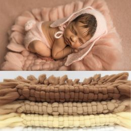 Keepsakes Baby Pography Props born Po Shooting BLAnket Weaving Thick Basket Wool BLAnket Infant Accessories Foto Studio 230504