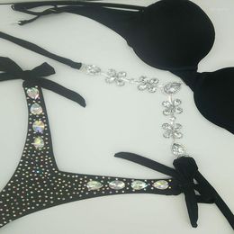 Women's Swimwear 2023 Vacation Crystal Rhinestone Bikini Set Bandage Diamond Bling Stones Bathing Suit Summer Sexy Women Beacwear