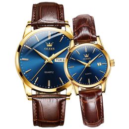 Wristwatches Fashion Couple Watch Ultra Thin Waterproof Quartz Wristwatch Sport Leather Strap Luxury Classic Design WatchesWristwatches