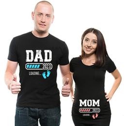 Maternity Tops Tees Cute Dad Mom Baby Printed Couple Maternity TShirt Pregnancy Announcement Shirt Couple Pregnant Tshirt Clothes 230504