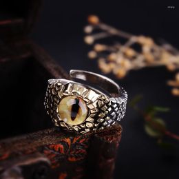 Cluster Rings Vintage Unisex Blue Yellow Crystal Ring Unique 925 Sterling Silver Adjustable Fashion Engagement Wedding For Women