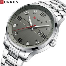 Wristwatches CURREN Business Men Luxury Watches Stainless Steel Quartz Wrsitwatches Male Auto Date Clock with Luminous Hands 230506