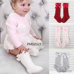 3pcs White autumn Toddlers Girls Big Bow Knee High Long Soft Cotton Lace Baby Kids Warm Christmas Socks non-slip