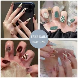 False Nails Wholesale 2023 24Pcs/Box Included Glue Wearable Nail Sticker Ballet Piece Removable Patch Finished