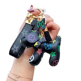 Fashion keychain for women pompom Plush car key decorative pendant accessory girls like classic grid metal buckle ring checkerboard