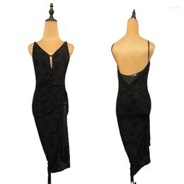 Stage Wear Lace Latin Dress Women Samba Costume Sexy Backless Tango Dance Black Salsa Outfit Designer Clothes JL3291