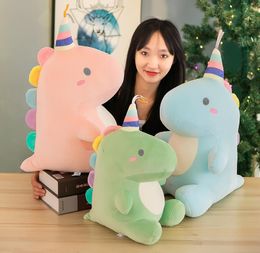 Kawaii 40cm Ceia macia Dinosaur de dinossauro bebê pelúcia Candy Candy Color Cute Toys de dinossauro Pillow Pillow Boy Garota Garota de aniversário Presente de aniversário