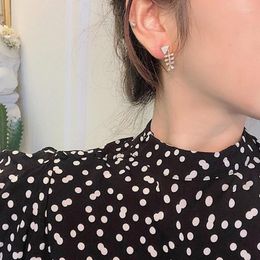 Stud Earrings Korean Version Of The Simple Fishbone Pattern Sweet Temperament Zircon Ear-free Ear Clips Ladies Jewelry