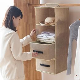 Storage Boxes & Bins Clothing Closet Layered Home Clothes Socks Fabric Wall Hanging Drawer Type Cotton And Linen Bag