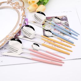 Flatware Sets 4/16/24Pcs Cutlery Set Fork Knife Spoon Stainless Steel Dinnerware Party Kitchen Golden Tableware Dropshopping