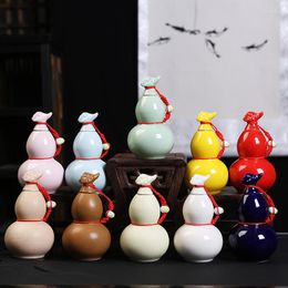 Storage Bottles Gourd Ceramic Tea Can Small Sealed Chinese Bottle Coffee Gift Giving