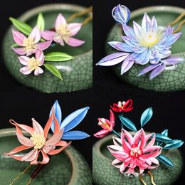 Headwear Hair Accessories DIY Handmade Materials Package Flower Sticks Chinese Hanfu pin Stick Clip Women Girls Craft Gift 230505