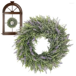 Decorative Flowers Lavender Wreath Artificial Green Leaves Flower House Pendants Hanging Ornaments For Front Door Wedding Party Decor