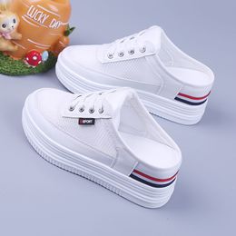 Slippers Half Women s Mesh Surface Hollowed Summer Versatile Student Bones Outdoor Breathable Closed Toe Casual Shoes White 230506