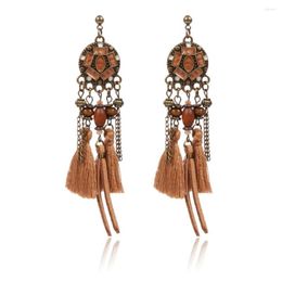 Dangle Earrings HC Vintage Coffee Tassel Long Fashion Beads Pendant Women Ethnic Jewellery Bohemian Antique F