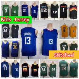 Luka 77 Youth Basketball Jersey Harden 1 Jayson Tatum Ja 30 Curry Giannis Morant Durant Doncic 13 24 6 12 1 35 Kids Jerseys Stitched Shirts Boys