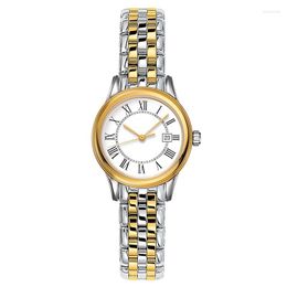 Wristwatches Military Flag Mechanical Watch Ladies Gold-Plated Trendy Automatic Rose Gold White Dial