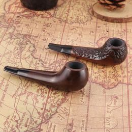 Smoking Pipes Ebony solid wood straight filter pipe, wooden old-fashioned small pipe, mini elderly pipe