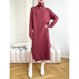 Casual Dresses Fashion Turtleneck Sweater Dress Women Autumn/Winter 2023 Loose Long Sleeve Knitted Skirt