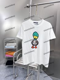 xinxinbuy Men designer Tee t shirt 23ss Knitted Duck jacquard letter fabric short sleeve cotton women blue white S-XL