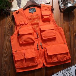 Outdoor Jackets Hoodies 7XL Large Size Men s Multi pocket Quick Dry Vest Adult Travel Hiking Camping Sleeveless Fishing P ography Waistcoat 230505