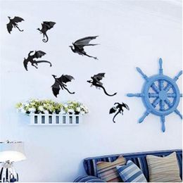 Wall Stickers 7pcs/Lot 3D Gothic Dragon Sticker Inspired Wallpaper Anime Home Room Decor Decoration Attack On Titan