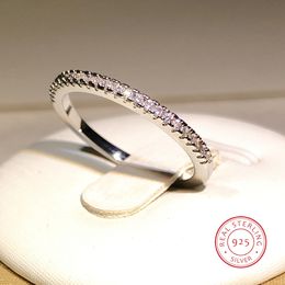 Wedding Rings 925 Sterling Silver Delicate Single Row Small Zircon Ring Shiny For Ladies Party Birthday Jewellery Gift 230505