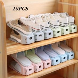 Storage 10PCS Adjustable Double Layer Shoe Rack Organiser Shoes Footwear Storage Stand Support Space Saving Cabinet Closet Holder