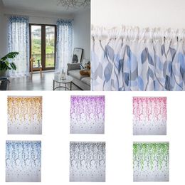 Curtain Top Selling Leaves Sheer Tulle Window Treatment Voile Drape Valance 1 Panel Fabric Support Wholesale And Drop