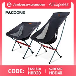 Camp Furniture PACOONE Travel Ultralight Folding Chair Detachable Portable Moon Outdoor Camping Fishing Beach Hiking Picnic Seat 230505