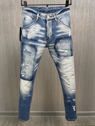 Italian Fashion European and American Men's Casual Jeans High-end Washed Hand Polished Quality Optimised 9878 fashionable designer
