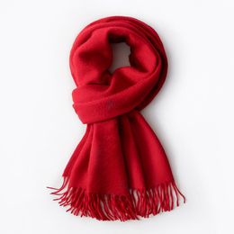Scarves Cashmere Scarf For Women Warm Shawls Warps Winter Red Pashmina Echarpe Pure Neckscarf Men Foulard Femme 170x30cm