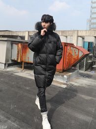 Men's Down Winter Jacket Thick Warm Long Coat 90% Duck Men Raccoon Fur Collar Korean Puffer Parka 2023 J2640