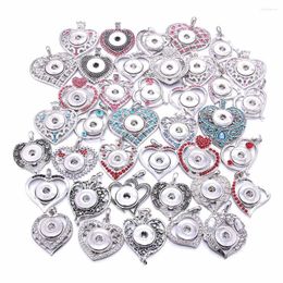 Pendant Necklaces Snap Button Jewelry Rhinestone Crystal Heart Round Necklace Fit DIY 20MM 18mm Buttons