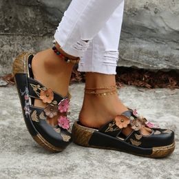 Slippers Summer Shoes Flower Fashion Versatile Casual Flip Flops on Thick Sole Clog s Plus Size Adult 230505