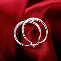 Hoop Earrings 925 Sterling Silver 33mm Big Circle Round Earring For Women Unusual 2023 Trend Christmas Jewellery