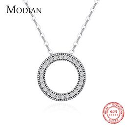 Pendant Necklaces Modian Romantic Real 925 Sterling Silver Fashion Round Hearts Necklace For Women Fantastic Life Wedding Necklaces Jewelry Gift 230506